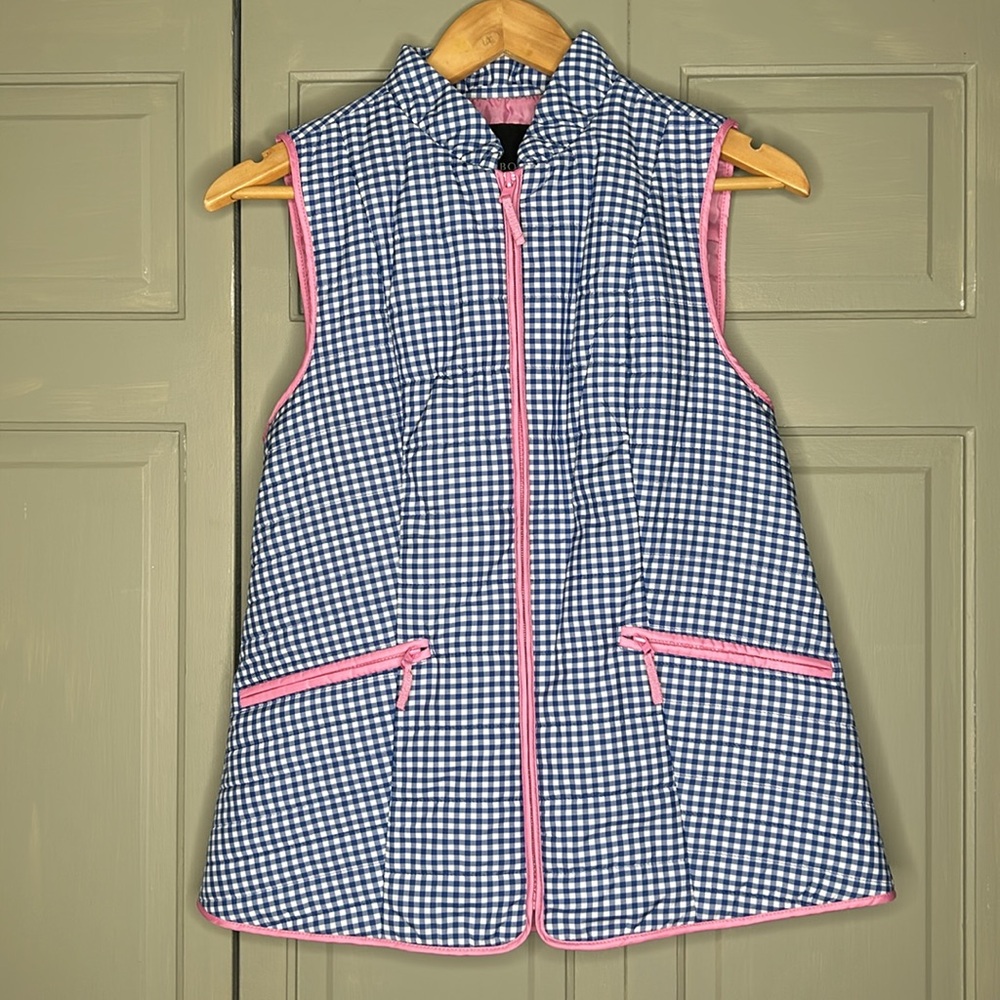 Talbots gingham checked vest XS lined pocketed